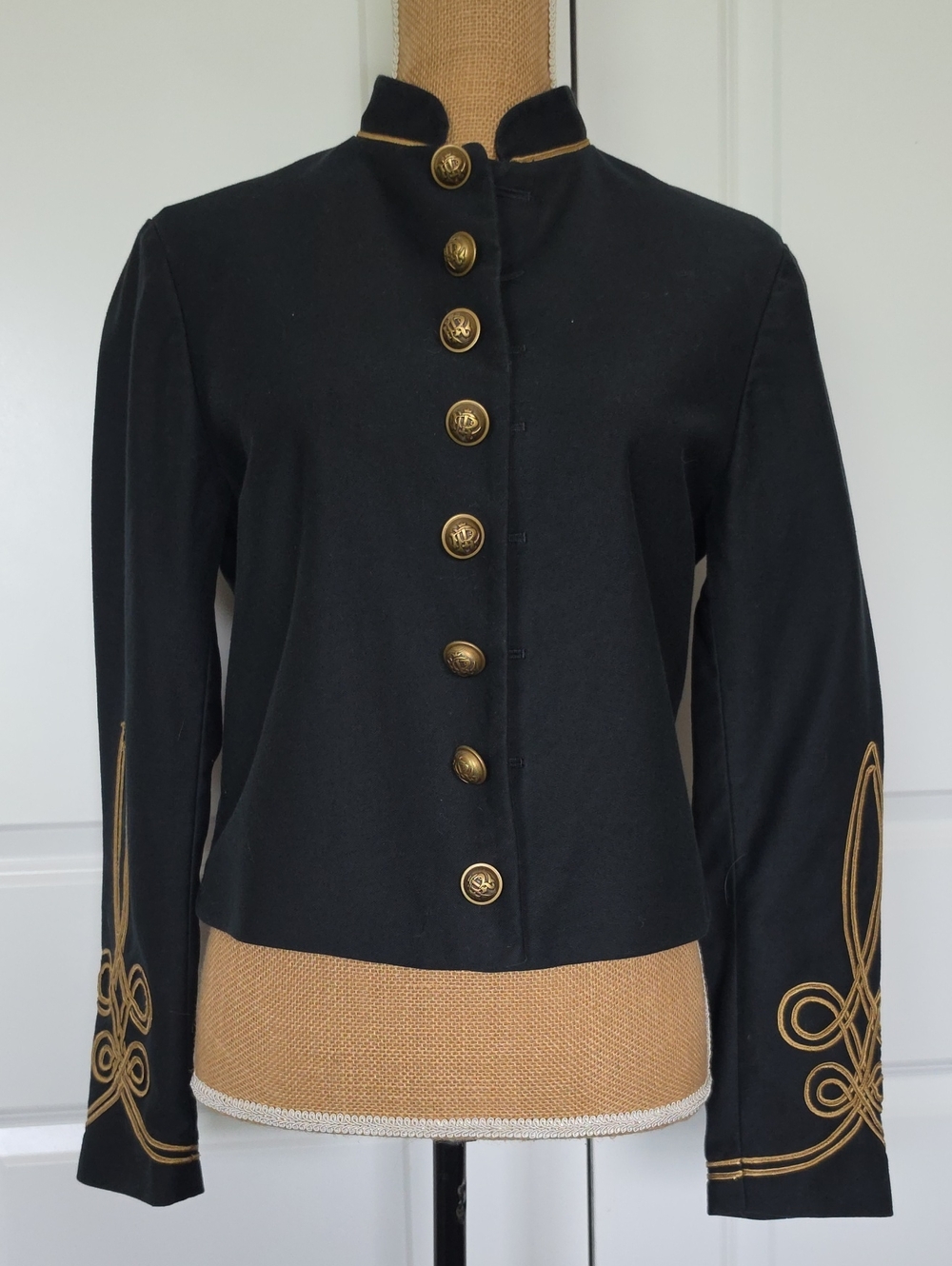 Dark Blue Military-Style Jacket with Gold Trim